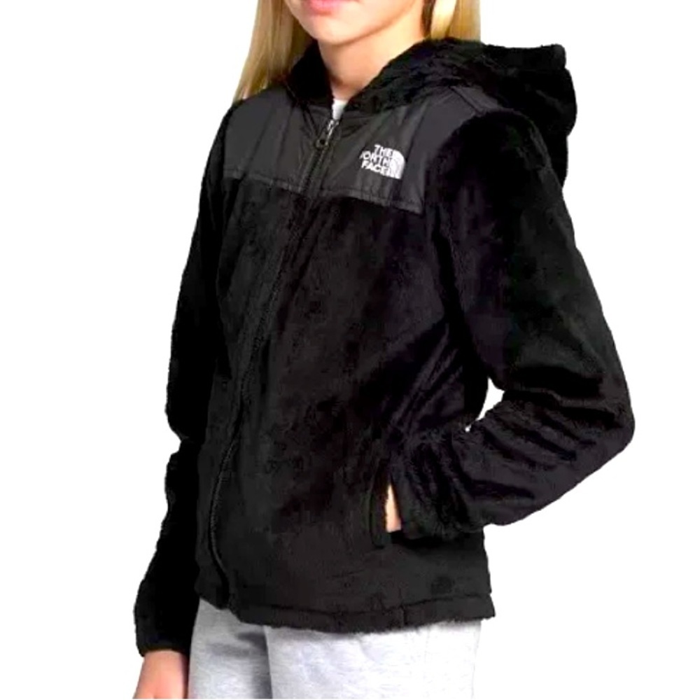 The north face black fuzzy osito for zip fleece with hood extra small Gorpcore